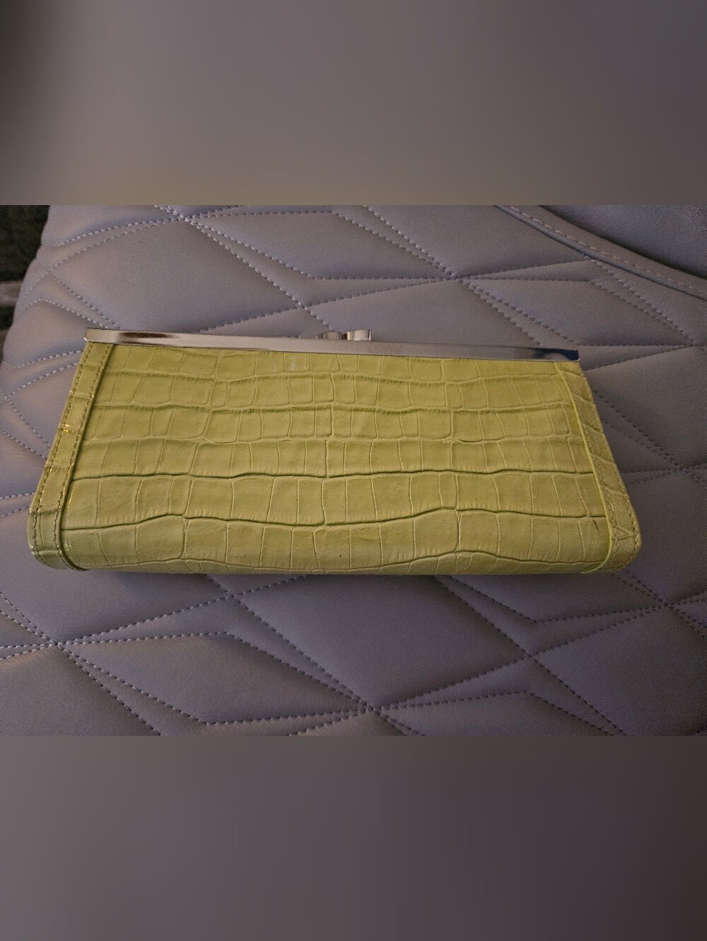 Lime Green Croc-Embossed Women’s Clutch